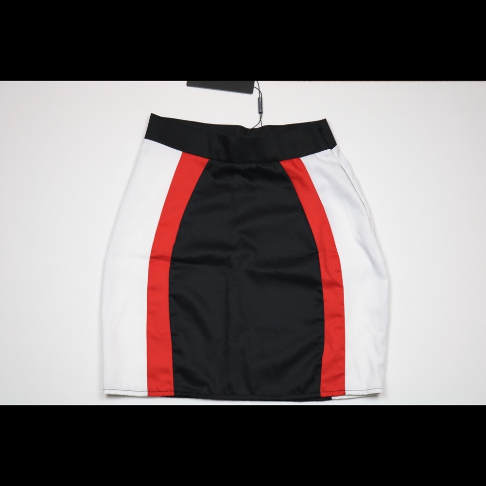 Black Cargo Stripe Mini Skirt